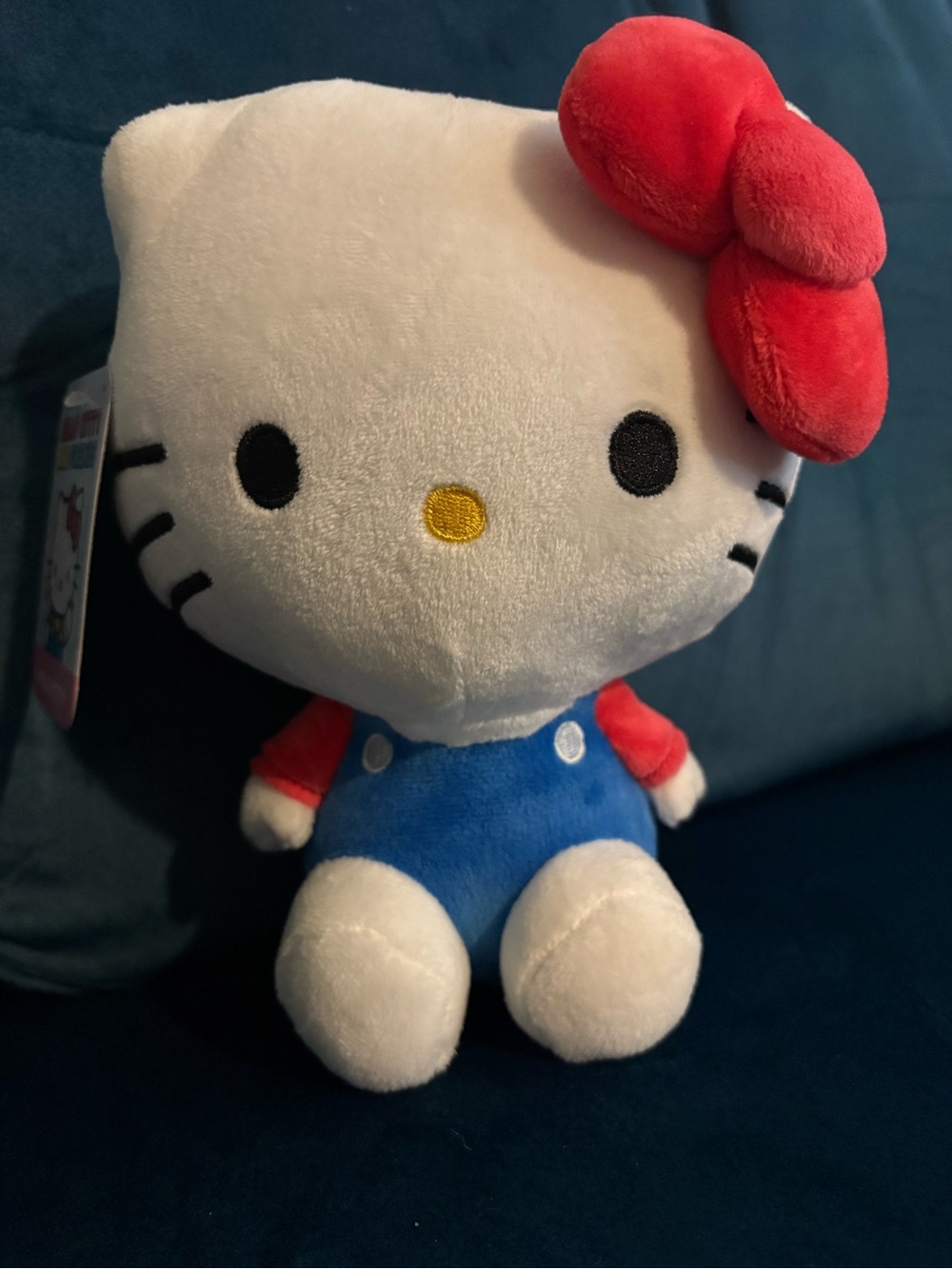 Sanrio Hello Kitty Plush - White Body with Red Bow & Blue Outfit